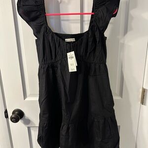 Abercrombie Black Ruffled A-line Sundress with Puff Sleeves
